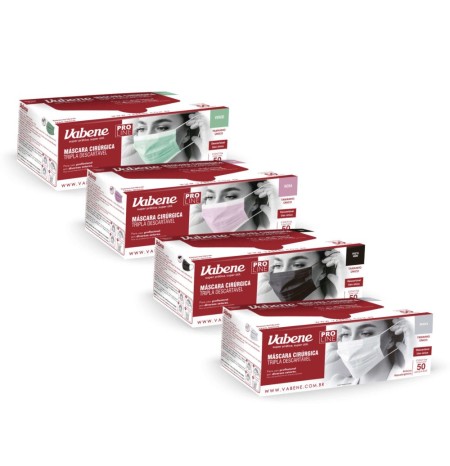 MASCARA TNT TRIPLA BRANCA COM ELASTICO 50UN/PCT