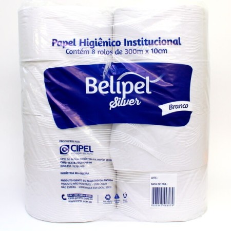 PAPEL HIG. INST. BELIPEL SILVER BR II - C/ 8 ROLOS X 300M - FL SIMPLES