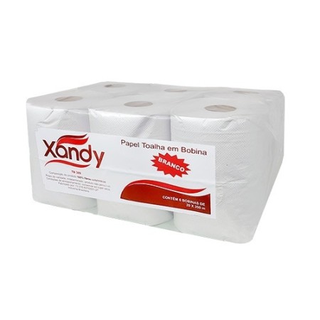 Papel Toalha H. Bobina Branco 6 x 200m